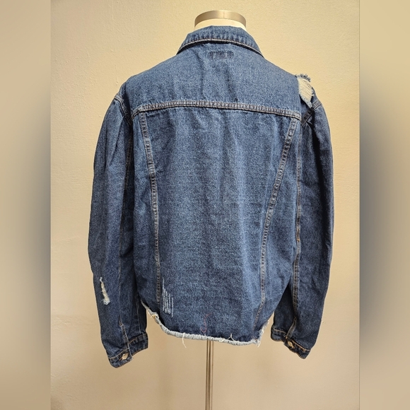 TOUCH ME Bedazzled & DISTRESSED Denim Jacket - Picture 3 of 7